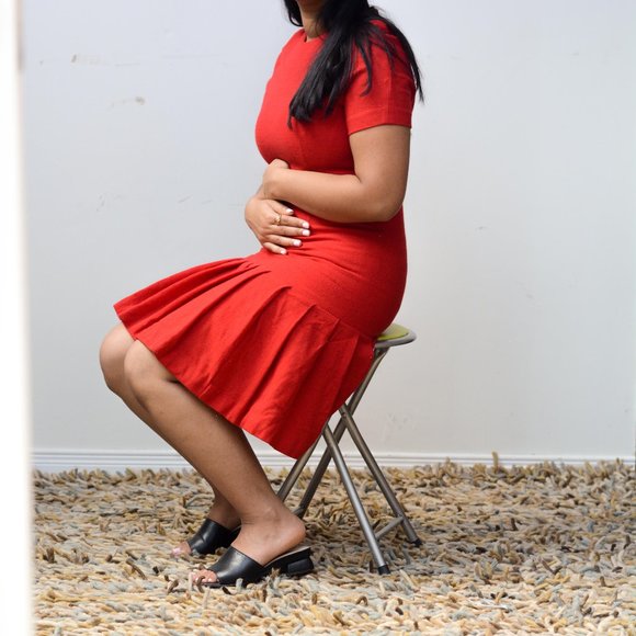 Red Pleated Drop Waist - Picture 8 of 9